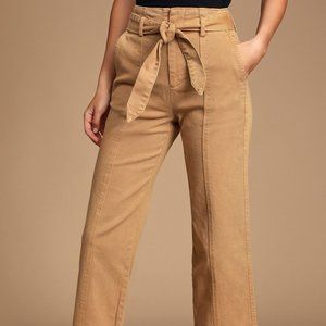 Lulu's Dillon Camel Cropped Jeans, NWT